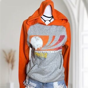 NWT Mossimo Supply Co Retro Snowcross 1982 Graphic Raglan Hoodie Size L 12/14